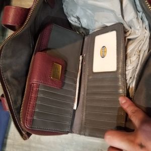 Rugged berry naroin red purse with wallet